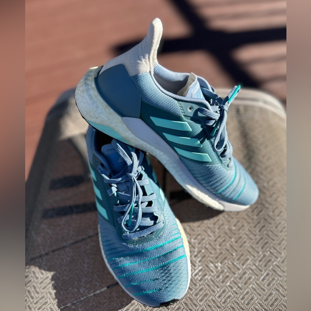 Adidas Blue, Teal and White Athletic Sneakers. Ladies 7.5